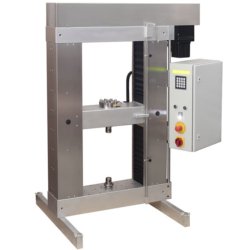 Z100 twin column tensile tester with side-mounted digital control cabinet.