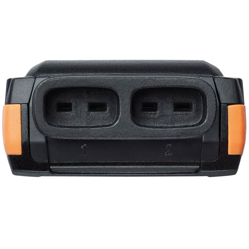 Close-up of dual thermocouple input ports on Testo 922 thermometer.