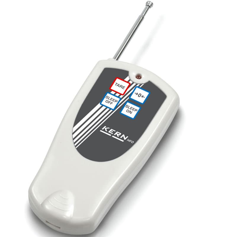 Handheld remote control for crane scale with buttons for tare, power, and sleep functions.