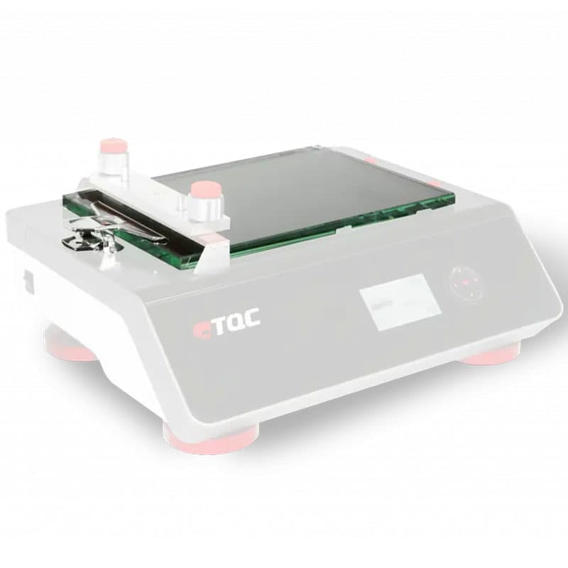 Transparent view of TQC Sheen film applicator showing the internal structure and placement of the application glass and adjustable parts.
