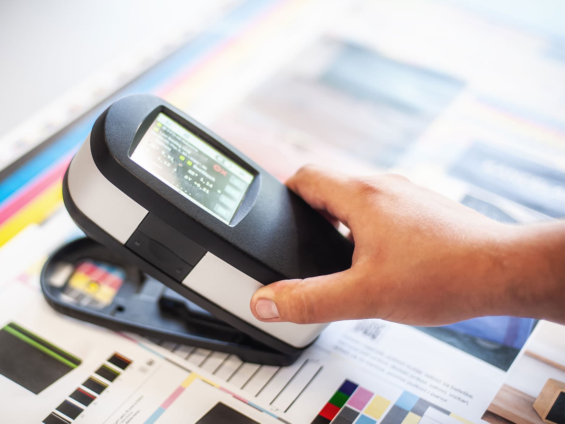 ColorTouch X benchtop spectrophotometer with touchscreen interface for colour analysis.