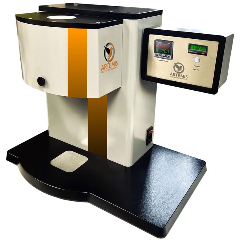 ART-MFi10 benchtop melt flow indexer with digital temperature and test controls.