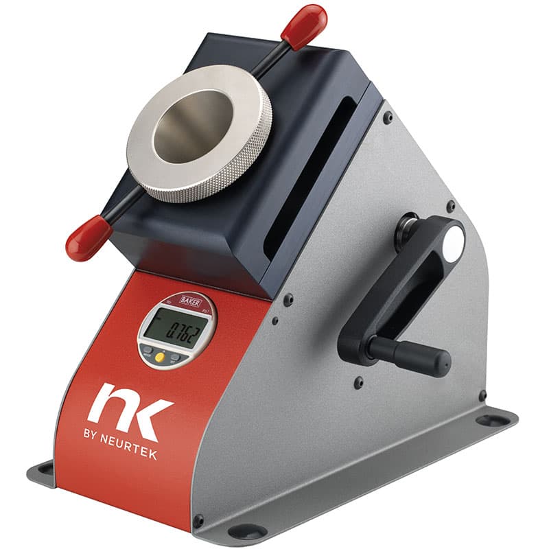NEURTEK CT15 Manual Digital Cupping Tester with digital depth gauge, manual operating crank and specimen clamping mechanism.