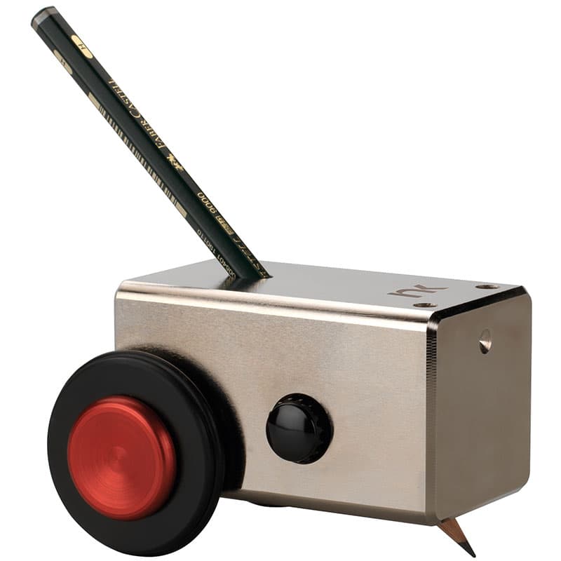 PH1100 Pencil Hardness Tester with stainless steel body, red adjustment wheel and angled pencil holder for coating hardness testing.