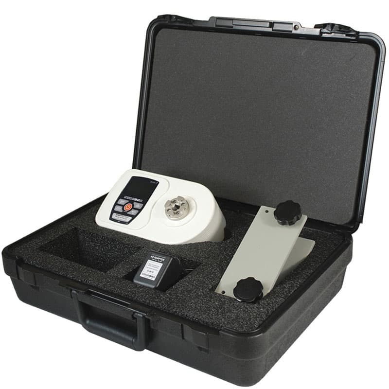 Series TT02 torque tool tester kit with accessories in a protective carrying case.