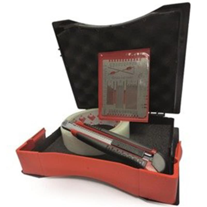 CC2400 Multifunctional Master Paint Plate testing kit with measuring tools and accessories in an open carrying case.