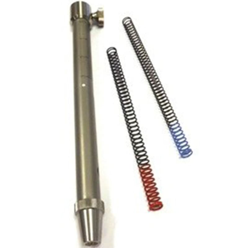 PH1200 coatings hardness tester kit with handheld metal testing tool and interchangeable calibrated springs for coating hardness assessment.