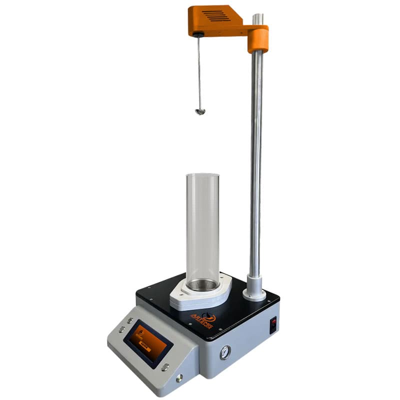 Artemis ART-DDi20 falling dart drop tester with digital control panel, vertical drop column and specimen holder for film impact testing.