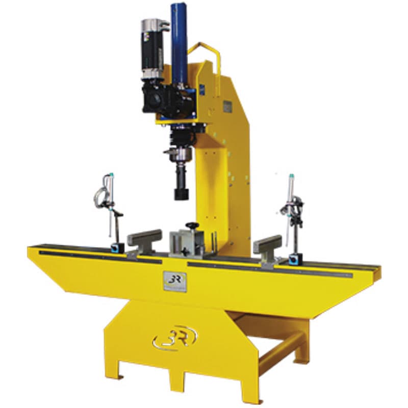 50 kN swan-neck electromechanical flexural testing machine with vertical loading actuator, adjustable supports and open test bed for controlled bending and structural testing.